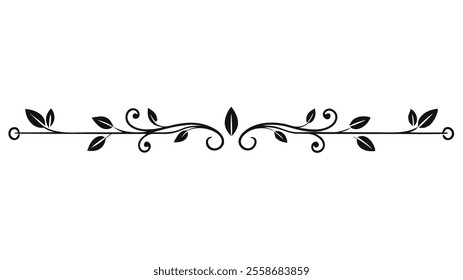 Decorative Divider Line Symmetric Ornamental Border Floral Motif Abstract Flourish Filigree Elements