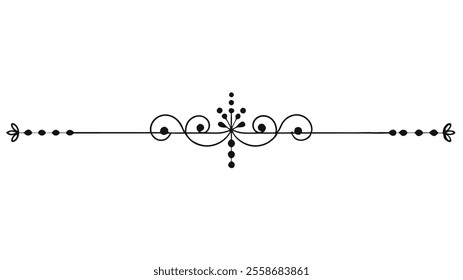 Decorative Divider Line Symmetric Ornamental Border Floral Motif Abstract Flourish Filigree Elements