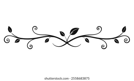 Decorative Divider Line Symmetric Ornamental Border Floral Motif Abstract Flourish Filigree Elements