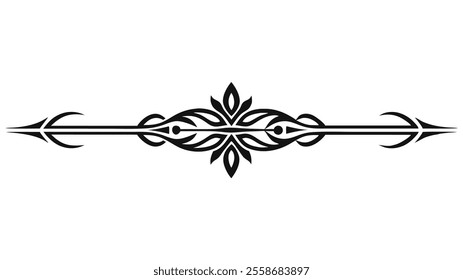 Decorative Divider Line Symmetric Ornamental Border Floral Motif Abstract Flourish Filigree Elements