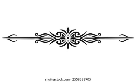 Decorative Divider Line Symmetric Ornamental Border Floral Motif Abstract Flourish Filigree Elements
