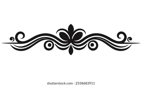 Decorative Divider Line Symmetric Ornamental Border Floral Motif Abstract Flourish Filigree Elements