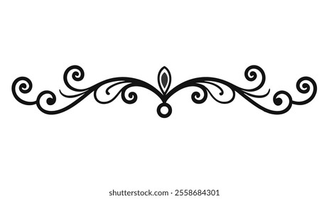 Decorative Divider Line Symmetric Ornamental Border Floral Motif Abstract Flourish Filigree Elements