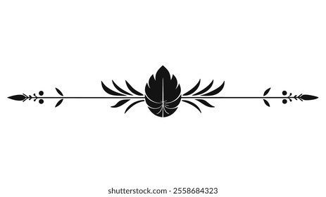 Decorative Divider Line Symmetric Ornamental Border Floral Motif Abstract Flourish Filigree Elements