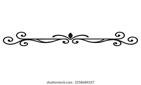 Decorative Divider Line Symmetric Ornamental Border Floral Motif Abstract Flourish Filigree Elements