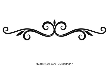 Decorative Divider Line Symmetric Ornamental Border Floral Motif Abstract Flourish Filigree Elements