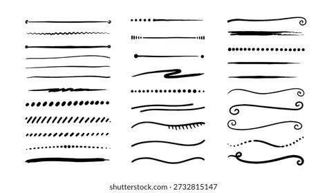 Líneas divisoras decorativas y bordes de tinta Horizontal