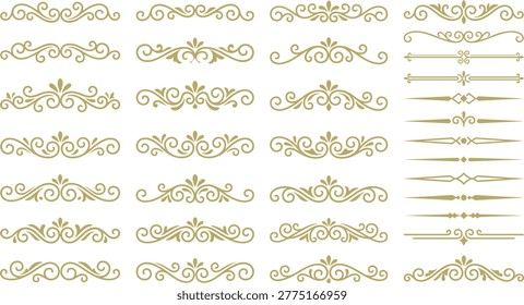 Decorative Divider Ornament Set. Decorative divider ornament set with vintage flourish elements for elegant design and typography styling