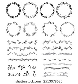Decorative dividers. Heart, line, swirl, arrow elements for decoration. Calligraphic flourish ornaments. Vintage hand drawn border vector set for greeting and invitation cards, certificates