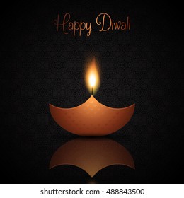 Fondo decorativo de la celebración del Diwali con lámpara de aceite quemada