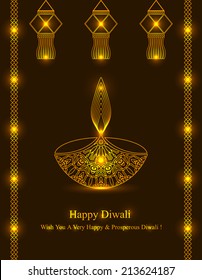 Decorative Diwali Lamp Design with Lanterns