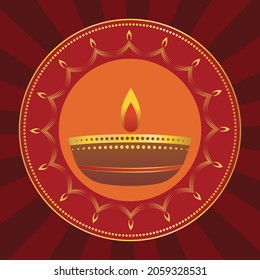 Decorative diya, Diwali festival candle colorful background illustration.