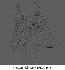 Decorative doberman on a gray background