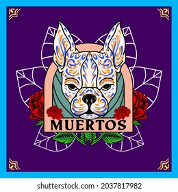 Decorative Dog Head Day of the Dead Mexico Illustration