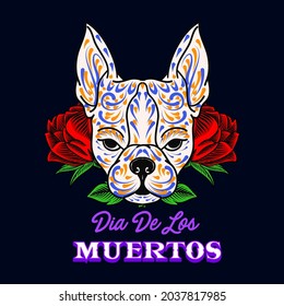 Decorative Dog Head Day of the Dead Mexico Illustration