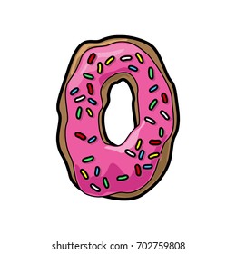 Decorative donut font. Number: 0