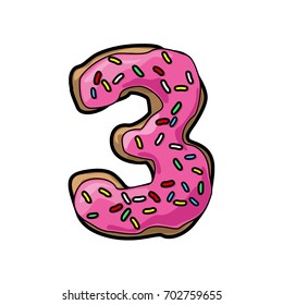 Decorative donut font. Number: 3