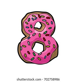 Decorative donut font. Number: 8