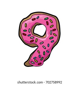 Decorative donut font. Number: 9