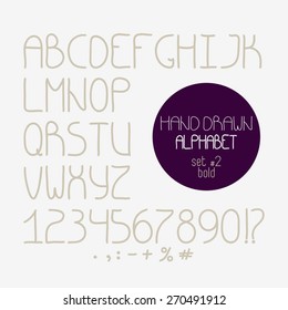 Decorative doodle alphabet. Bold font. Typeset for your design in vector