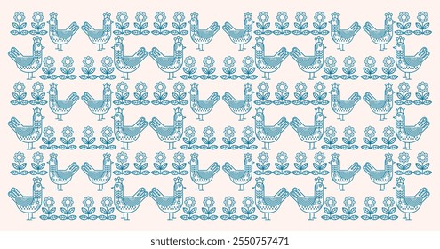 Decorative, doodle birds, flowers, plants hand drawn vector illustration. Vintage monochrome ethnic style design for art print, poster, decoration and cards.