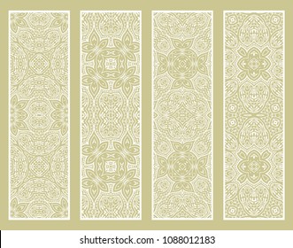 Decorative doodle borders, hand drawn line texture. Tribal ethnic arabic, indian, turkish ornament, bookmark template set. Isolated design elements. Geometric floral patterns, fashion lace collection