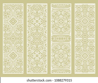 Decorative doodle borders, hand drawn line texture. Tribal ethnic arabic, indian, turkish ornament, bookmark 
template set. Isolated design elements. Geometric floral patterns, fashion lace collection