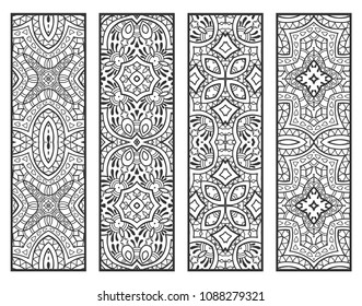 Decorative doodle borders, hand drawn line texture. Tribal ethnic arabic, indian, turkish ornament, bookmark 
template set. Isolated design elements. Geometric floral patterns, fashion lace collection