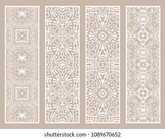 Decorative doodle borders, hand drawn line texture. Tribal ethnic arabic, indian, turkish ornament, bookmark 
template set. Isolated design elements. Geometric floral patterns, fashion lace collection