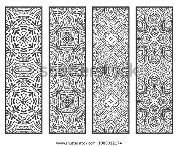 Decorative doodle borders, hand drawn line\
texture. Tribal ethnic arabic, indian, turkish ornament, bookmark\
template set. Isolated design elements. Geometric floral patterns,\
fashion lace\
collection