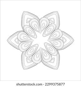 Decorative Doodle flowers in black and white for coloring page, cover, wedding invitation, greeting card, wall art and wallpaper. Hand drawn sketch for adult anti stress coloring page
