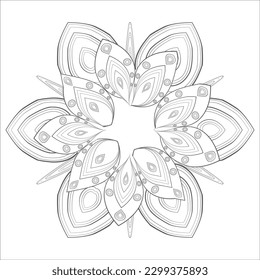 Decorative Doodle flowers in black and white for coloring page, cover, wedding invitation, greeting card, wall art and wallpaper. Hand drawn sketch for adult anti stress coloring page