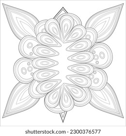 Decorative Doodle flowers in black and white for coloring book, cover or background. Hand drawn sketch for adult anti stress coloring page.-vector 