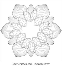 Decorative Doodle flowers in black and white for coloring book, cover or background. Hand drawn sketch for adult anti stress coloring page.-vector 