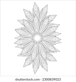 Decorative Doodle flowers in black and white for coloring book, cover or background. Hand drawn sketch for adult anti stress coloring page.-vector 