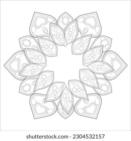 Decorative Doodle flowers in black and white for coloring page, cover, wedding invitation, greeting card, wall art and wallpaper. Hand drawn sketch for adult anti stress coloring page