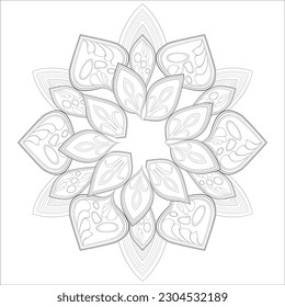Decorative Doodle flowers in black and white for coloring page, cover, wedding invitation, greeting card, wall art and wallpaper. Hand drawn sketch for adult anti stress coloring page