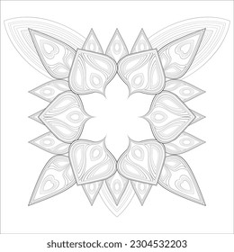 Decorative Doodle flowers in black and white for coloring page, cover, wedding invitation, greeting card, wall art and wallpaper. Hand drawn sketch for adult anti stress coloring page