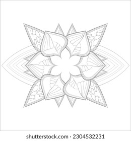 Decorative Doodle flowers in black and white for coloring page, cover, wedding invitation, greeting card, wall art and wallpaper. Hand drawn sketch for adult anti stress coloring page