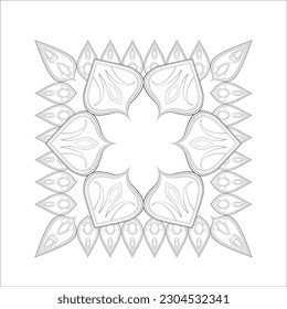 Decorative Doodle flowers in black and white for coloring page, cover, wedding invitation, greeting card, wall art and wallpaper. Hand drawn sketch for adult anti stress coloring page