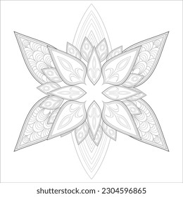 Decorative Doodle flowers in black and white for coloring book, cover or background. Hand drawn sketch for adult anti stress coloring page.-vector 