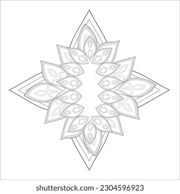 Decorative Doodle flowers in black and white for coloring book, cover or background. Hand drawn sketch for adult anti stress coloring page.-vector 