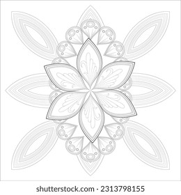 Decorative Doodle flowers in black and white for coloring book, cover or background. Hand drawn sketch for adult anti stress coloring page.-vector 