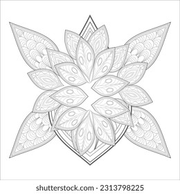 Decorative Doodle flowers in black and white for coloring book, cover or background. Hand drawn sketch for adult anti stress coloring page.-vector 