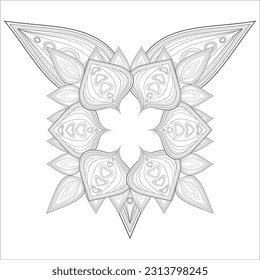 Decorative Doodle flowers in black and white for coloring book, cover or background. Hand drawn sketch for adult anti stress coloring page.-vector 