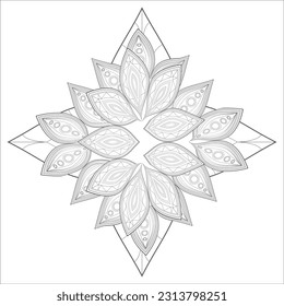 Decorative Doodle flowers in black and white for coloring book, cover or background. Hand drawn sketch for adult anti stress coloring page.-vector 
