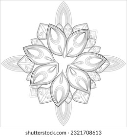 Decorative Doodle flowers in black and white for coloring book, cover or background. Hand drawn sketch for adult anti stress coloring page.-vector