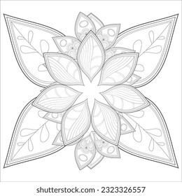 Decorative Doodle flowers in black and white for coloringbook, cover, background, wedding invitation card. Hand drawn sketch for adult anti stress coloring page isolated in white background.-vector