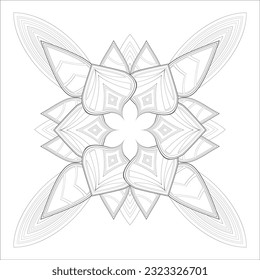 Decorative Doodle flowers in black and white for coloringbook, cover, background, wedding invitation card. Hand drawn sketch for adult anti stress coloring page isolated in white background.-vector