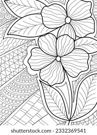 Decorative doodle hand drawn floral mehndi design style coloring book page illustration